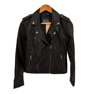 New Levi's Classic Women's Black‎ Faux-Leather Motorcycle Biker Jacket Small
